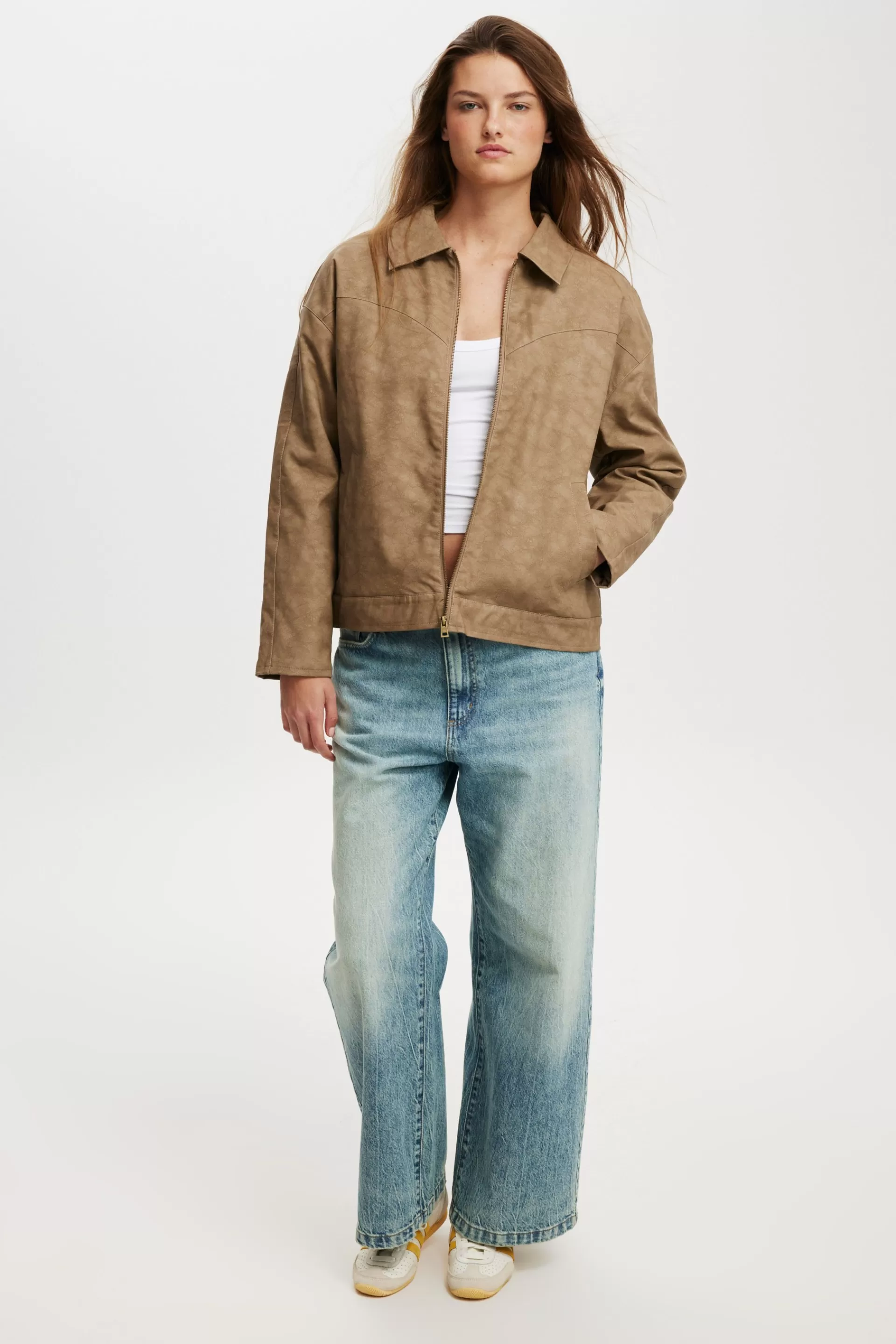 Cotton On Jackets & Coats | Tops*River Faux Suede Jacket Tan