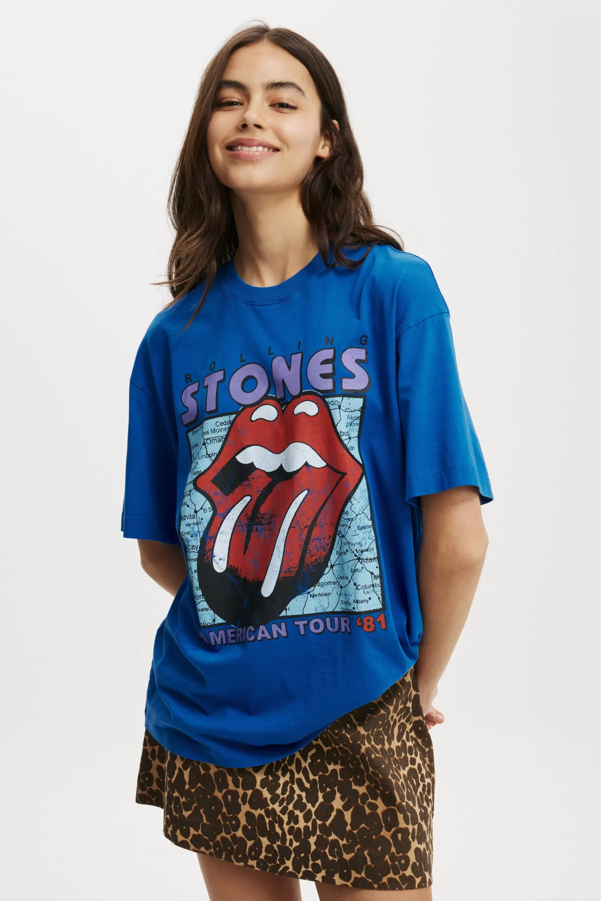 Cotton On Graphic T-Shirts | Tops*Rolling Stones Music Boxy Graphic Tee Lcnbrarollingstonesamericantour81/blue