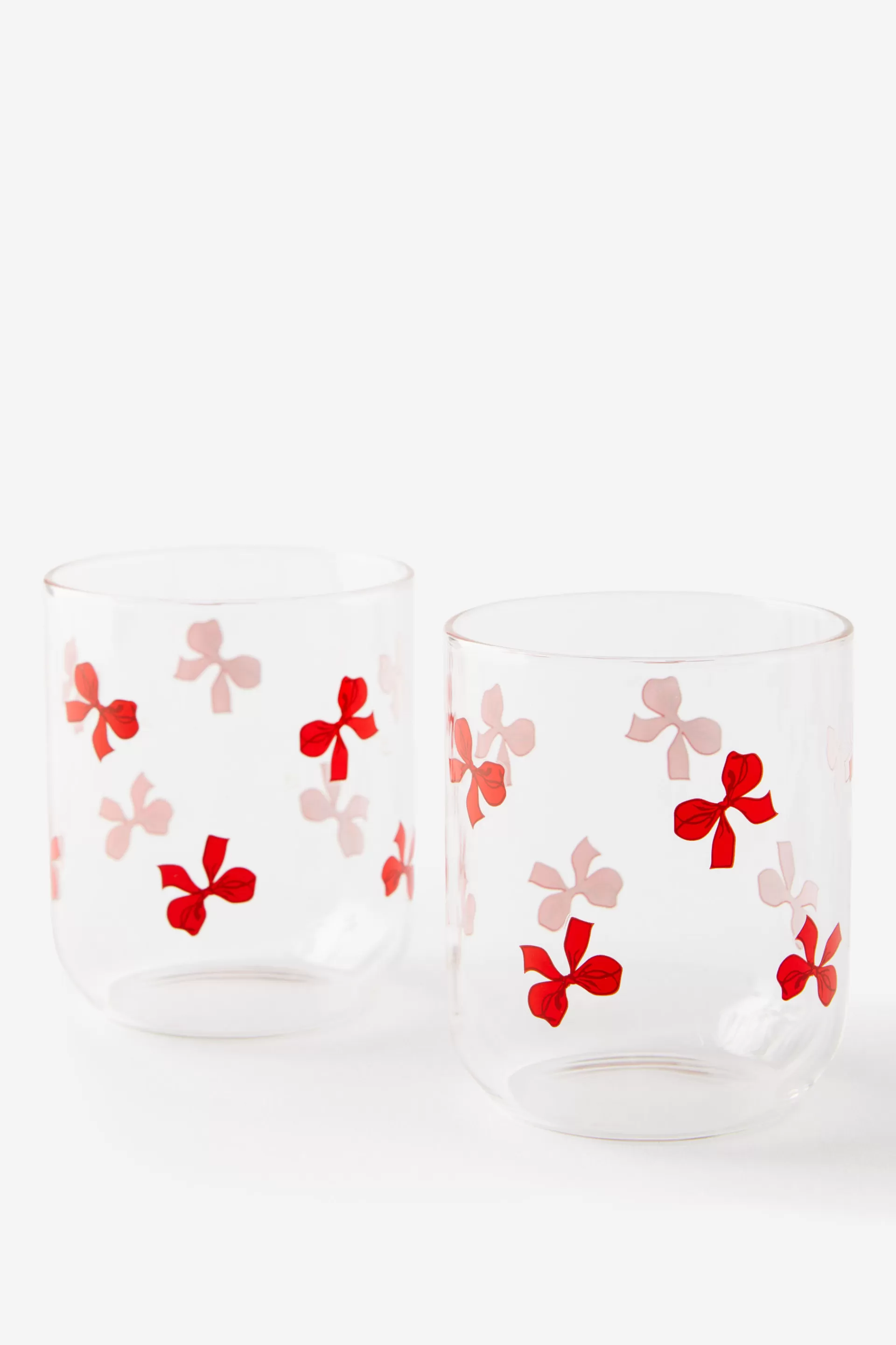 Cotton On Drinking | Beauty Bar*Set 2 Glass Tumblers Redbows